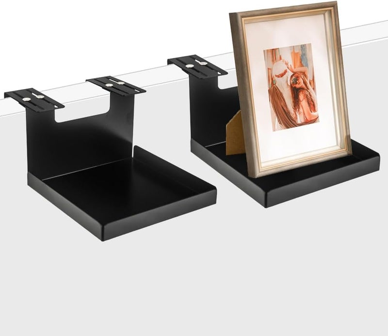 AKBFOX Office Small Cubicle Shelf Storage Organizer Floating Corner Rack Hanging Mini Shelf Adjustable Home Office Essentials for Small Planter Statue Decor Photo Frame 2 Pack - Image 1